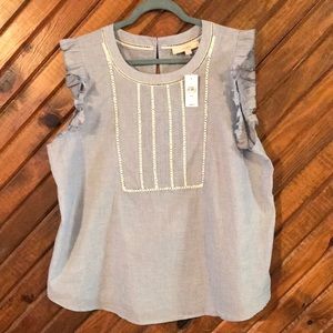 Loft NWT Sleeveless Ruffle shoulder top